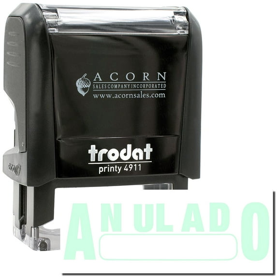 Self-Inking Anulado Stamp, Trodat Printy 4911, Press and Print Stamping, Impression Size 5/8" x 1-1/2", Up to 10,000 Impressions - Mint Green Ink