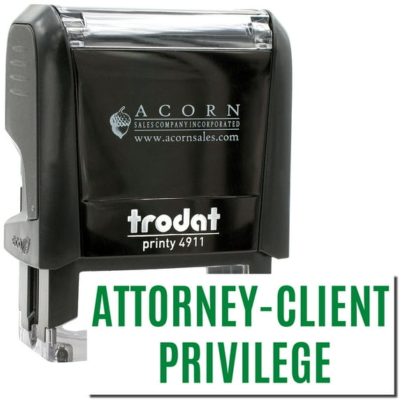 Self-Inking Attorney-Client Privilege Stamp, Trodat Printy 4911, Press and Print Stamping, Impression Size 5/8" x 1-1/2", Up to 10,000 Impressions - Green Ink