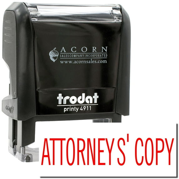 Self-Inking Attorneys' Copy Stamp, Trodat Printy 4911, Press and Print Stamping, Impression Size 5/8" x 1-1/2", Up to 10,000 Impressions - Red Ink