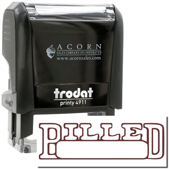 Self-Inking Billed with Date Box Stamp, Trodat Printy 4911, Press and Print Stamping, Impression Size 5/8" x 1-1/2", Up to 10,000 Impressions - Brown Ink