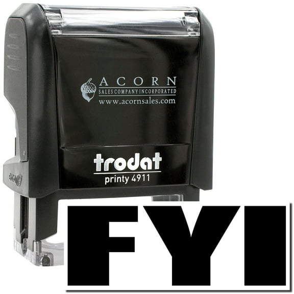 Self-Inking Bold FYI Stamp, Trodat Printy 4911, Press and Print Stamping, Impression Size 5/8" x 1-1/2", Up to 10,000 Impressions - Black Ink