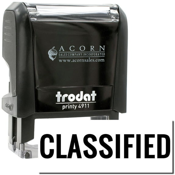 Self-Inking Classified Stamp, Trodat Printy 4911, Press and Print Stamping, Impression Size 5/8" x 1-1/2", Up to 10,000 Impressions - Black Ink