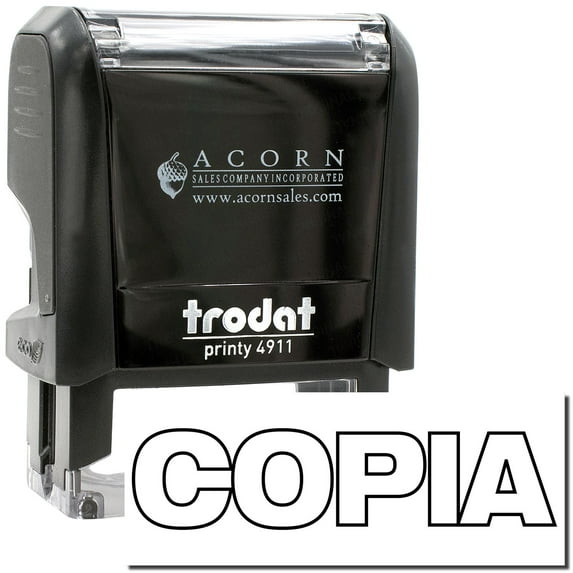 Self-Inking Copia Stamp, Trodat Printy 4911, Press and Print Stamping, Impression Size 5/8" x 1-1/2", Up to 10,000 Impressions - Black Ink