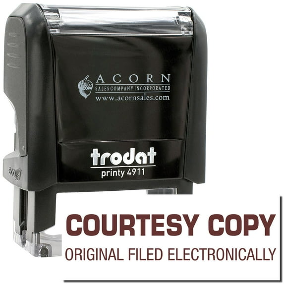 Self-Inking Courtesy Copy Original Filed Electronically Stamp, Trodat Printy 4911, Press and Print Stamping, Impression Size 5/8" x 1-1/2", Up to 10,000 Impressions - Brown Ink