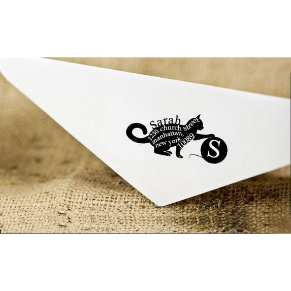 Self Inking Custom Return Address Stamp Cat Lovers Personalized Rubber Stamp Gift Design by Printtoo