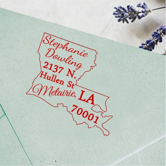Self Inking Custom Return Address Stamp| Louisiana Map Return Address Personalized Stamper Proposal Idea Gift