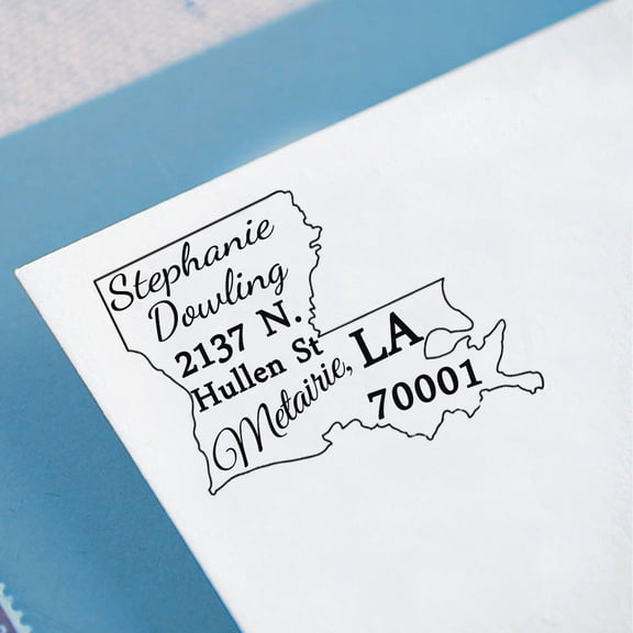 Self Inking Custom Return Address Stamp| Louisiana Map Return Address Personalized Stamper Proposal Idea Gift