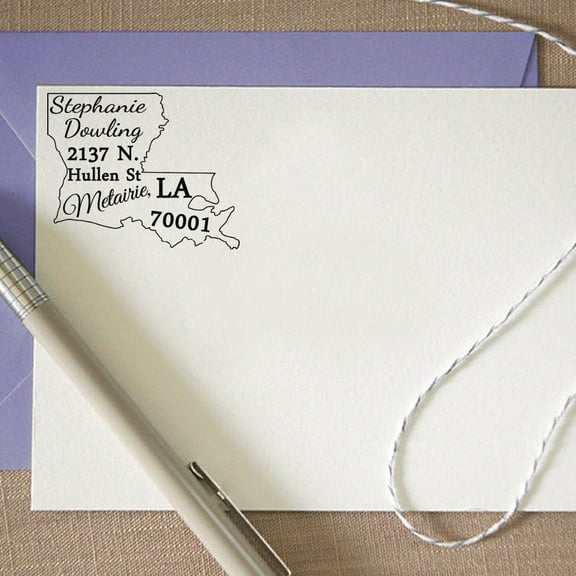 Self Inking Custom Return Address Stamp| Louisiana Map Return Address Personalized Stamper Proposal Idea Gift