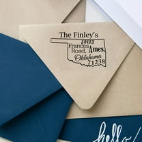 Self Inking Custom Return Address Stamp| Oklahoma State Map Personalized Stamp Proposal Gift Idea
