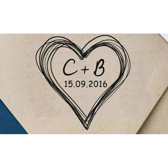 Self Inking Custom Rubber Stamp Heart Scribble Love Save The Date Personalized Stamper Proposal Idea Gift