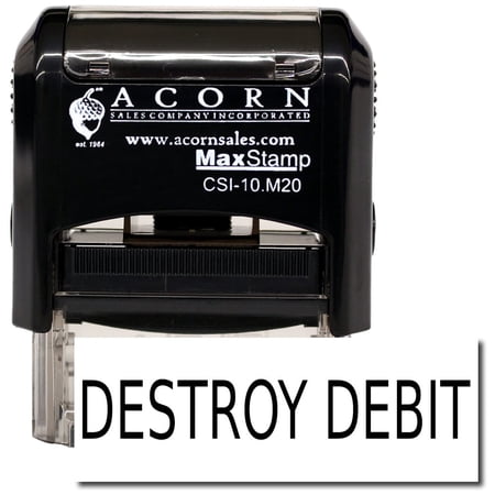 Self-Inking Destroy Debit Stamp with Brown Ink