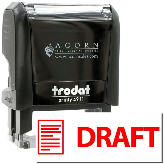 Self-Inking Draft with Letter Stamp, Trodat Printy 4911, Press and Print Stamping, Impression Size 5/8" x 1-1/2", Up to 10,000 Impressions - Red Ink