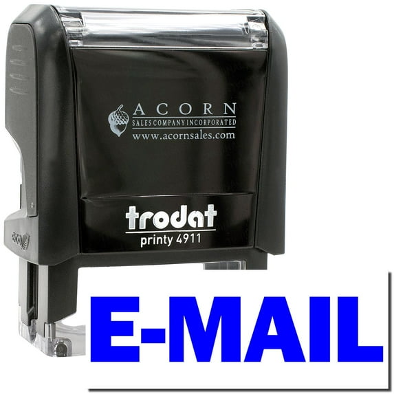 Self-Inking E-Mail Stamp, Trodat Printy 4911, Press and Print Stamping, Impression Size 5/8" x 1-1/2", Up to 10,000 Impressions - Blue Ink