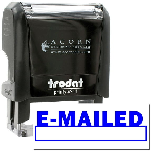 Self-Inking E-mailed with Date Box Stamp, Trodat Printy 4911, Press and Print Stamping, Impression Size 5/8" x 1-1/2", Up to 10,000 Impressions - Blue Ink