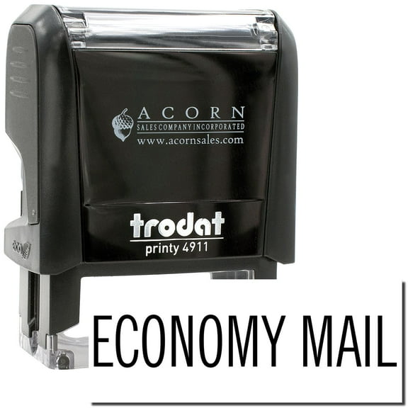 Self-Inking Economy Mail Stamp, Trodat Printy 4911, Press and Print Stamping, Impression Size 5/8" x 1-1/2", Up to 10,000 Impressions - Black Ink