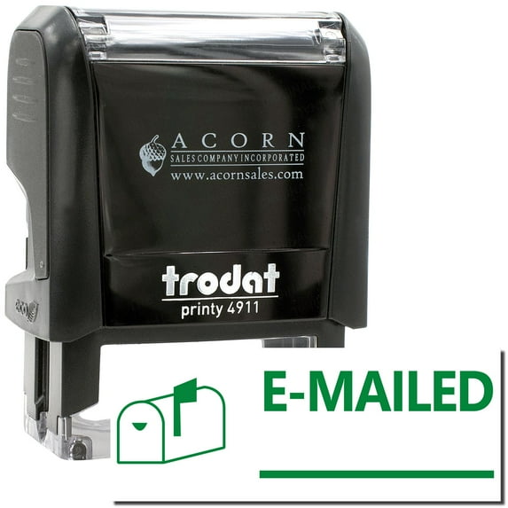 Self-Inking Emailed with Mailbox Stamp, Trodat Printy 4911, Press and Print Stamping, Impression Size 5/8" x 1-1/2", Up to 10,000 Impressions - Green Ink