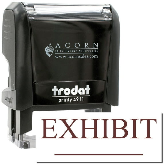 Self-Inking Exhibit Stamp, Trodat Printy 4911, Press and Print Stamping, Impression Size 5/8" x 1-1/2", Up to 10,000 Impressions - Brown Ink