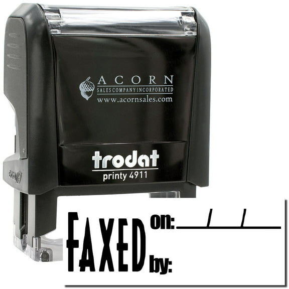 Self-Inking Faxed on Stamp, Trodat Printy 4911, Press and Print Stamping, Impression Size 5/8" x 1-1/2", Up to 10,000 Impressions - Black Ink