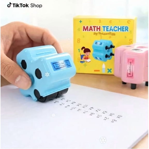Self Inking GOLDENEGG Math Teacher Stamp Roller Digital 4 in 1 Addition Subtraction Multiplication Division Practice for Homework Grading Classroom Home School Learning Rolling Adjustable
