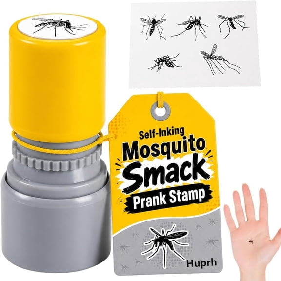 Self-Inking Mosquito Smack Prank Stamp, Realistic Fake Bug Trick Prop, Funny Gag Insect Stamper for Friends and Family, Pre-Inked Novelty Gift, Live and Dead Imprints (1.26-2.56 in)