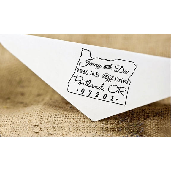 Self Inking Oregon State Map Stamp Custom Return Address Rubber Stamp Proposal Gift Idea
