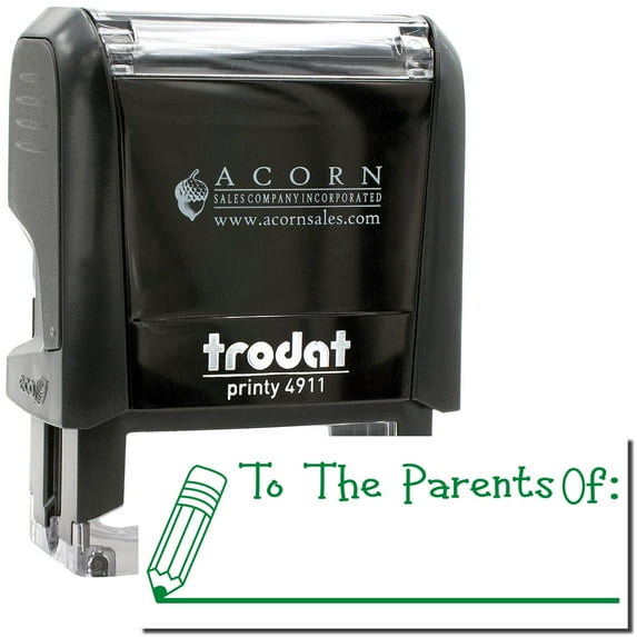 Self-Inking To The Parents Of with Line Stamp, Trodat Printy 4911, Press and Print Stamping, Impression Size 5/8" x 1-1/2", Up to 10,000 Impressions - Green Ink