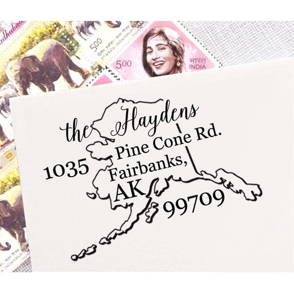 Self Inking Return Address Rubber Stamp Personalized Gift Alaska State Map Stamp