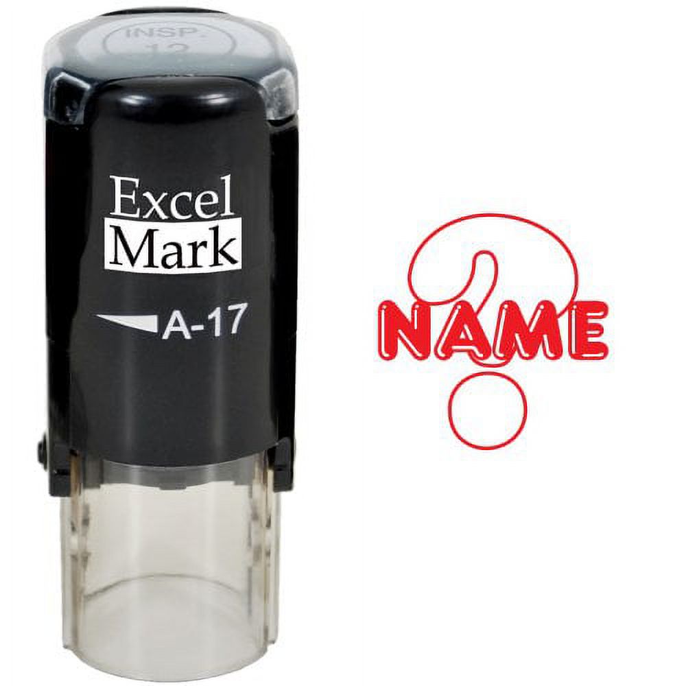 Self-Inking Round Teacher Stamp - NAME (Question Mark) - Red Ink ...