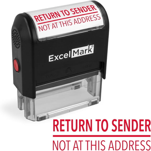 Self-Inking Rubber Stamp - Return to Sender Not at This Address - Red Ink (Large)