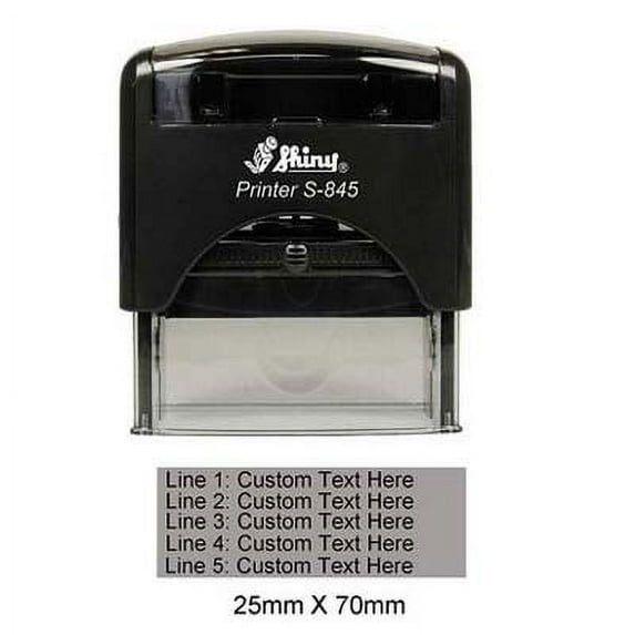 Self Inking Rubber Stamp Shiny Stamper Upto 5 Lines Of Custom Text 25mm x 70mm