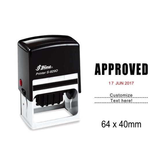 Self Inking Shiny Date Stamp With Approved & Customize Text Here Text Office Stationery Rubber Stamp S-829D