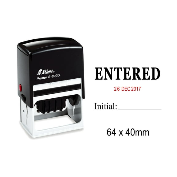 Self Inking Shiny Date Stamp With Entered & Initial Text Office Stationery Rubber Stamper S-829D