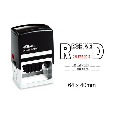 Self Inking Shiny Date Stamper With Received & Customize Text Here Text Office Stationery Rubber Stamp S-829D