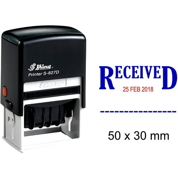 Self Inking Shiny Date Stamper With Received Text Ofiice Stationery Rubber Stamp S-827D