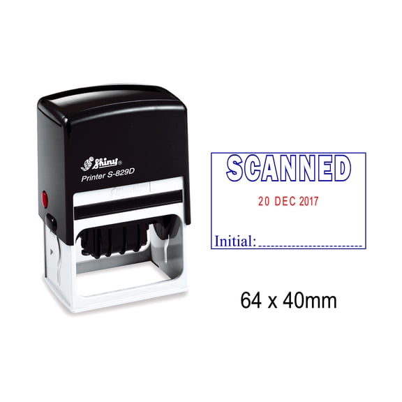 Self Inking Shiny Date Stamper With Scanned & Initial Text Office Stationery Rubber Stamp S-829D
