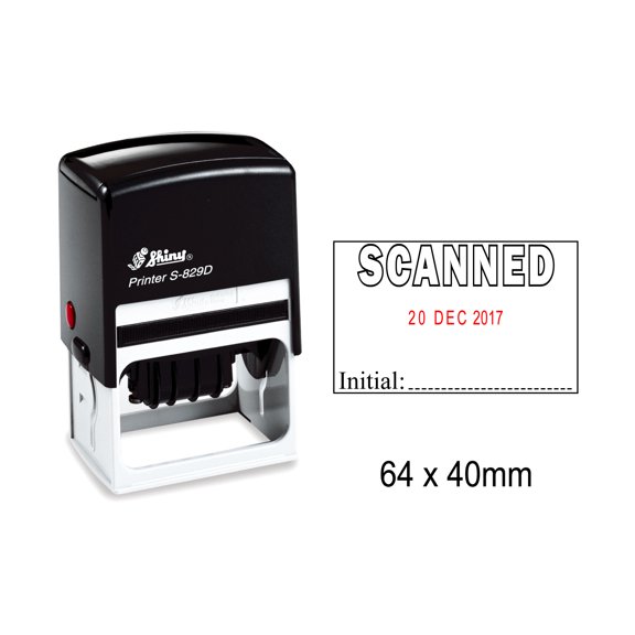 Self Inking Shiny Date Stamper With Scanned & Initial Text Office Stationery Rubber Stamp S-829D