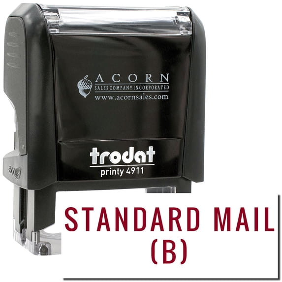 Self-Inking Standard Mail B Stamp, Trodat Printy 4911, Press and Print Stamping, Impression Size 5/8" x 1-1/2", Up to 10,000 Impressions - Burgundy Ink