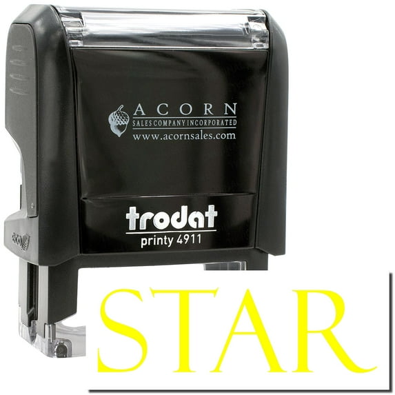 Self-Inking Star Stamp, Trodat Printy 4911, Press and Print Stamping, Impression Size 5/8" x 1-1/2", Up to 10,000 Impressions - Yellow Ink