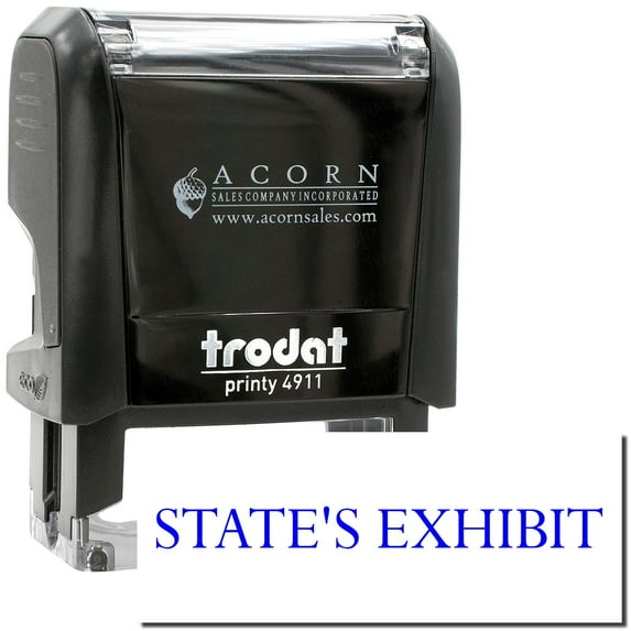 Self-Inking States Exhibit Stamp, Trodat Printy 4911, Press and Print Stamping, Impression Size 5/8" x 1-1/2", Up to 10,000 Impressions - Blue Ink
