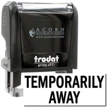 Self-Inking Temporarily Away Stamp, Trodat Printy 4911, Press and Print Stamping, Impression Size 5/8" x 1-1/2", Up to 10,000 Impressions - Black Ink