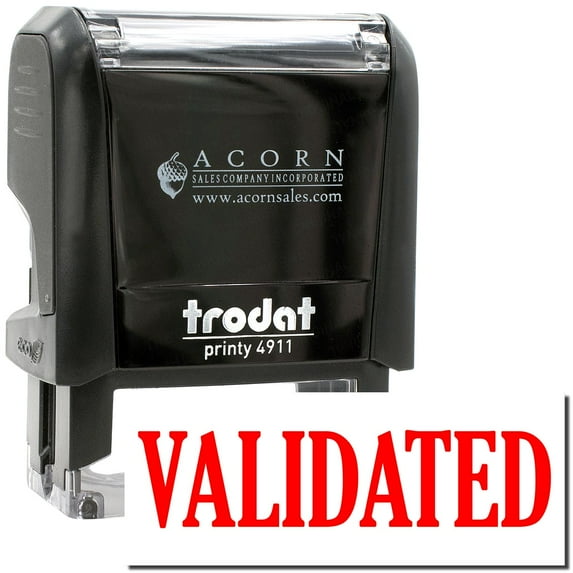Self-Inking Validated Stamp, Trodat Printy 4911, Press and Print Stamping, Impression Size 5/8" x 1-1/2", Up to 10,000 Impressions - Red Ink