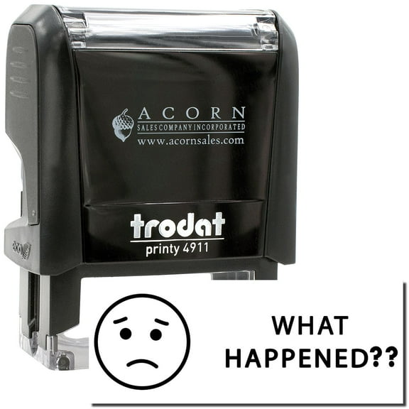 Self-Inking What Happened Stamp, Trodat Printy 4911, Press and Print Stamping, Impression Size 5/8" x 1-1/2", Up to 10,000 Impressions - Black Ink