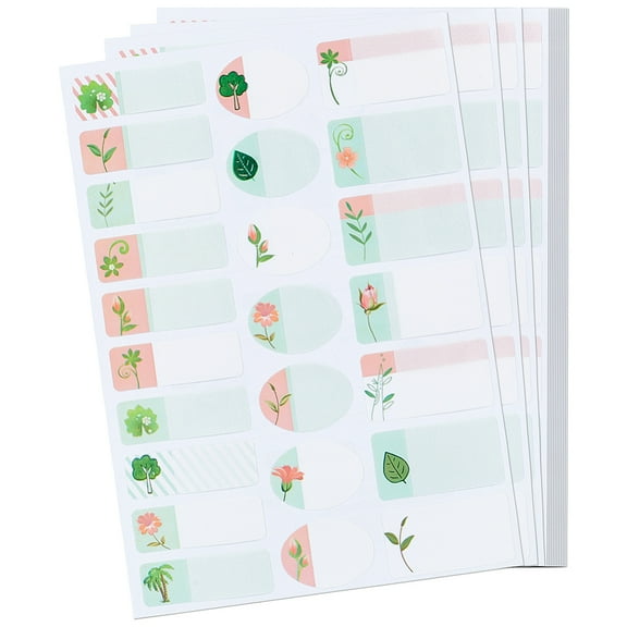 Self-Laminating Write-On Waterproof Baby Bottle Labels Paper Name Tags Stickers for Daycare Labels Leaf 165x114mm Sticker: 38x13mm 27x20mm and 37x20mm