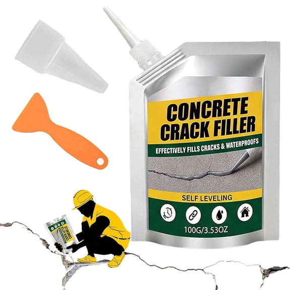 Self Leveling Concrete Crack Filler, Waterproof Fast Drying Formula & Easy Apply Sealant for Driveways, Patios, Sidewalks, Steps & Walls