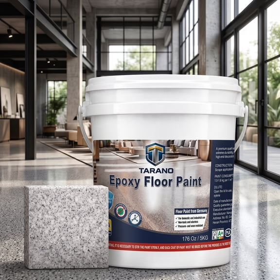 Self-Leveling Epoxy Colored Sand Floor Paint,(White Marble Gray, 35 oz/1kg) High-Gloss Marble Effect Wear-Resistant Waterproof Non-Slip Coating for Garage Concrete Indoor Outdoor Use