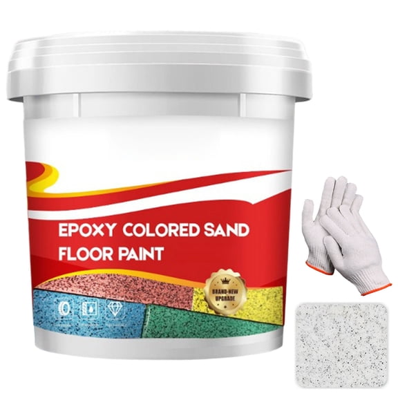 Self-Leveling Epoxy Flooring, Epoxy Colored Sand Floor Paint for Garage, Basement & Concrete Floors, Waterproof Colored Coating with Marble Texture Finish, Decorative Resin Floor Paint,White