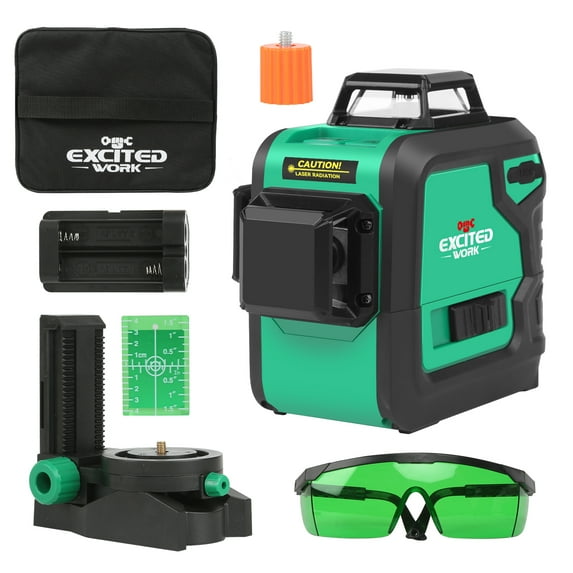 Self-Leveling Laser Level, 3x360 Cross Line Three-Plane Leveling and Alignment Laser Tool with Adjustable Magnetic Stand and Storage Bag - Ideal for Picture Hanging, Tiling and Construction