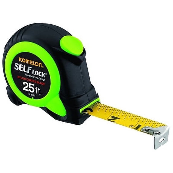 Self Lock Measuring Tape, 1 In X 25 Ft, Green/Black | Bundle of 5 Each