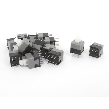 10 Pcs SPST Push Button Power Switch SW-3 | AC 250V 5A/40A Latching PCB Mount Switch