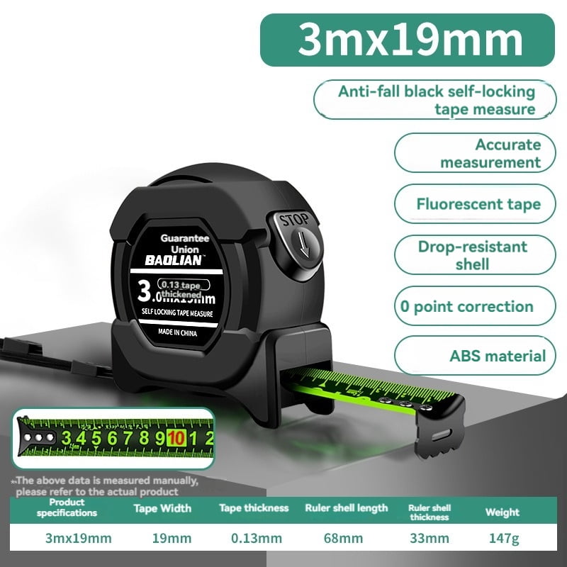Self Locking Fluorescent Steel Tape Measure High-Precision Laser Inkjet Code Box Ruler Measuring Tool Widened Meter Ruler